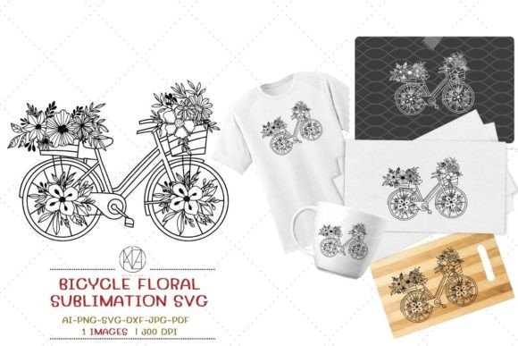 Bicycle Floral Sublimation SVG