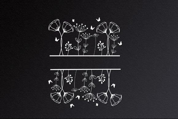 Botanical Split Floral Frame SVG