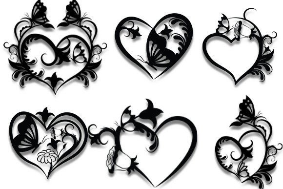 Butterfly Rose Floral Heart SVG Bundle