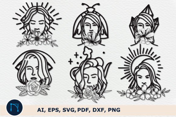 Celestial Floral Girl SVG Bundle