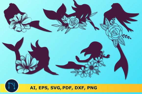 Cute Floral Mermaid SVG Bundle