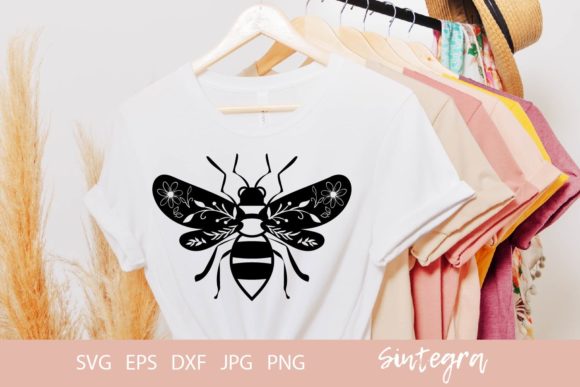 Floral Bee SVG Cut File