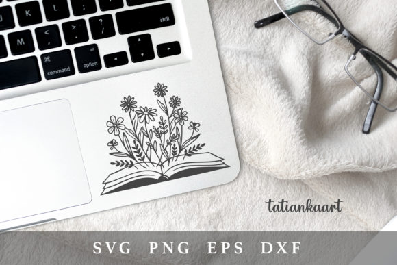 Floral Book SVG: Book Lover’s Embroidery Design
