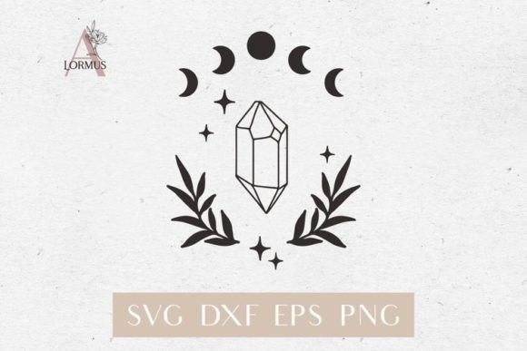 Floral Crystal & Moon Phase SVG Gem