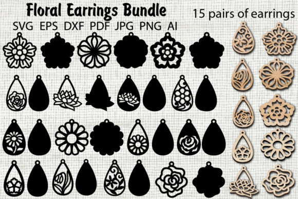 Floral Earrings SVG Bundle, Pendant SVG