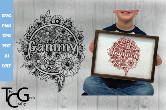 Gammy Floral Zentangle SVG