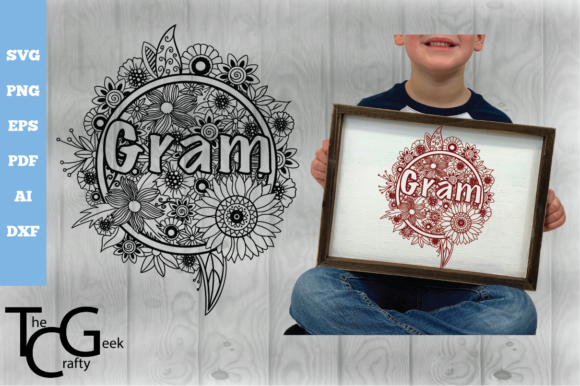 Gram Floral Zentangle SVG