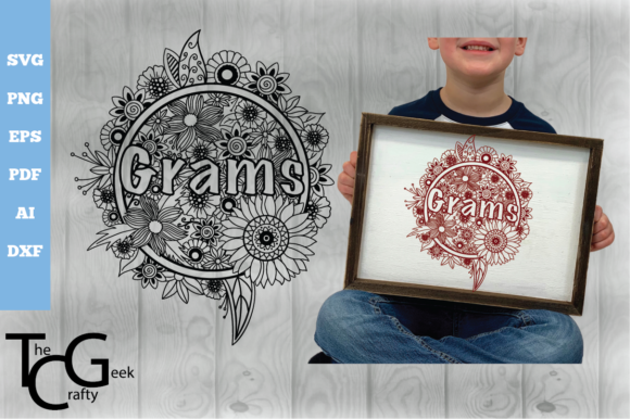 Grams Floral Zentangle SVG