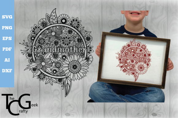 Grandmother Floral Zentangle SVG
