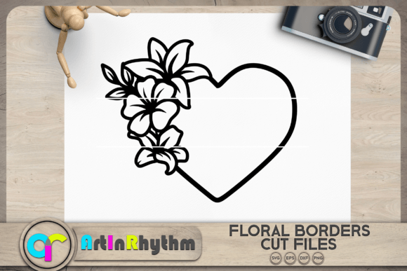 Heart Floral Frame SVG, Wreath Border