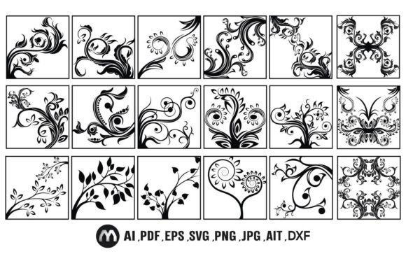 Laser Cut Floral Motif SVG Bundle