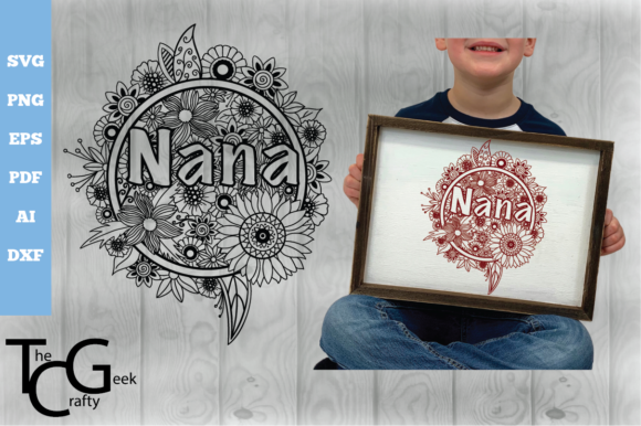 Nana Floral Zentangle SVG