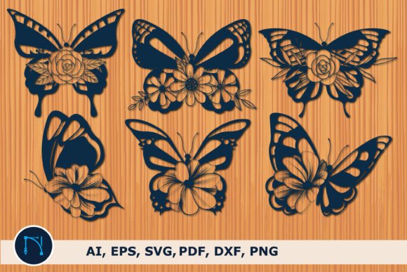 Paper Cut Floral Butterfly SVG Bundle