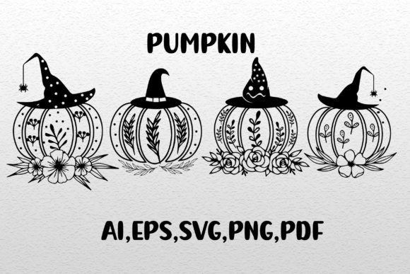 Pumpkin with Floral Decoration SVG