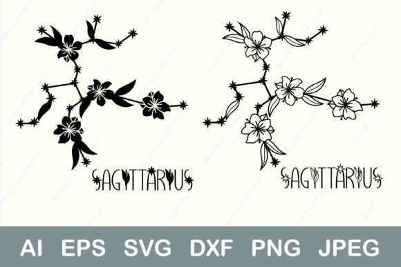 Sagittarius SVG: Floral Zodiac Signs SVG