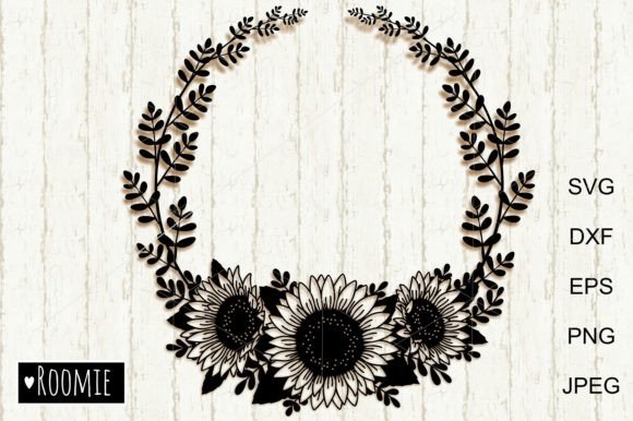 Sunflower Frame SVG, Floral Wreath